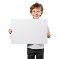 AI generated Kid holding an empty placard isolated on transparent background png