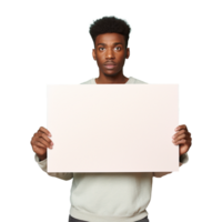 AI generated Man holding an empty placard isolated on transparent background png