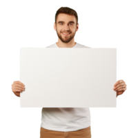 AI generated Man holding an empty placard isolated on transparent background png