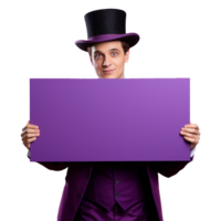 AI generated Man holding an empty placard isolated on transparent background png