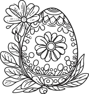 Springtime Delights easter egg coloring pages Rabbit Eggs  and Blooms, preschool easter egg coloring pages for kids