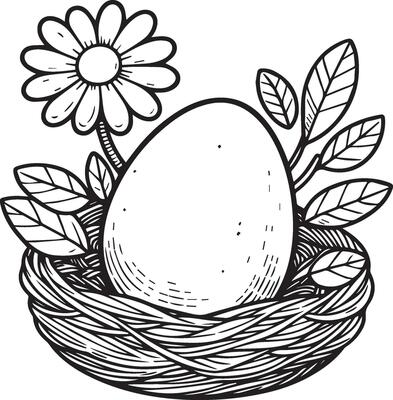 Springtime Delights easter egg coloring pages Rabbit Eggs  and Blooms, preschool easter egg coloring pages for kids, happy easter clipart black and white, easter egg coloring pages printable