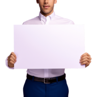 AI generated Man holding an empty placard isolated on transparent background png