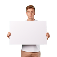 AI generated Man holding an empty placard isolated on transparent background png