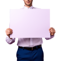 AI generated Man holding an empty placard isolated on transparent background png