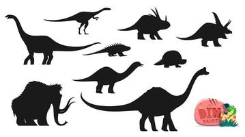 Cartoon dinosaurs dino character silhouettes vector