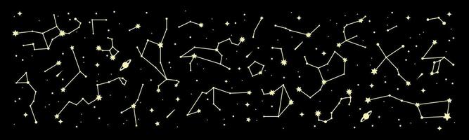 Space star constellation border, night sky map vector