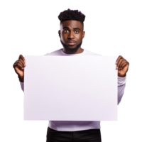 AI generated Man holding an empty placard isolated on transparent background png