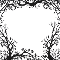 AI generated Tree Silhouette Border Frame PNG Transparent Background