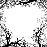 AI generated Tree Silhouette Border Frame PNG Transparent Background