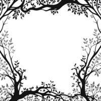 AI generated Tree Silhouette Border Frame PNG Transparent Background