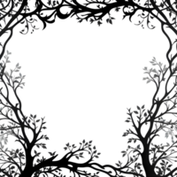AI generated Tree Silhouette Border Frame PNG Transparent Background