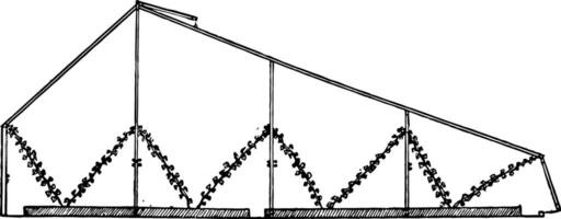 Greenhouse for Cucumber vintage illustration. vector