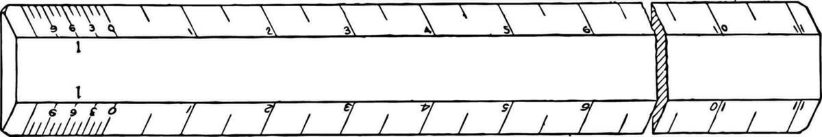 Single Scale Ruler distances or to rule straight lines vintage engraving. vector