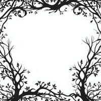 AI generated Tree Silhouette Border Frame Illustration photo