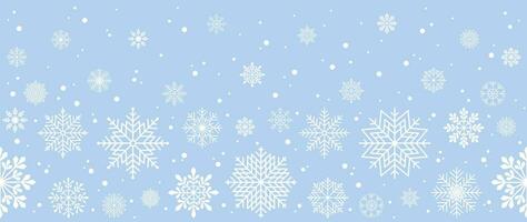 Winter background with snowflakes and snow. Seamless pattern. Vector illustration for cover, banner, poster, web, textiles and packaging.