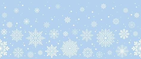 Winter background with snowflakes and snow. Seamless pattern. Vector illustration for cover, banner, poster, web, textiles and packaging.