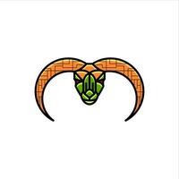 a ram head with a green and orange design vector