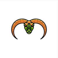 a ram head with a green and orange design vector