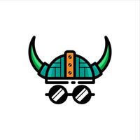 viking helmet with glasses and horns vector