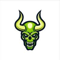 the green skull with horns vector