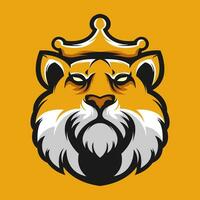 the head of a tiger with a crown on it vector