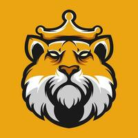 the head of a tiger with a crown on it vector