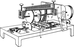 Machine for Sawing Grooving vintage illustration. vector