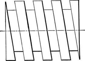 Square Thread Screw Mechanical Drawing Representation screw with a continuous helix vintage engraving. vector