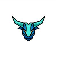 azul y verde toro cabeza logo vector