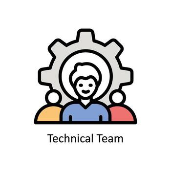 Technical Team vector Filled outline Icon  Design illustration. Business And Management Symbol on White background EPS 10 File