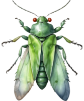 ai gegenereerd waterverf schilderij van een grijzen blad insect. ai-gegenereerd png