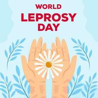 flat design world leprosy day illustration vector with flowers and leaves