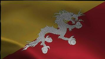 Bhutan Flag. National 3d Bhutan flag waving. Flag of Bhutan footage video waving in wind.