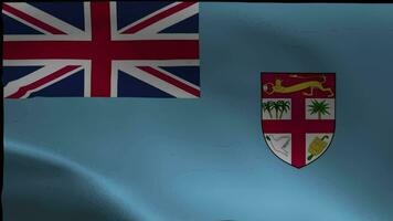 Fiji Flag. National 3d Fiji flag waving. Flag of Fiji footage video waving in wind