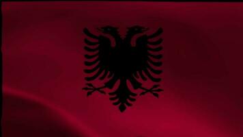 Albania flag waving animation. Albania waving flag in the wind. National flag of Albania video