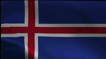 Realistic Iceland flag is waving 3D animation. National flag of Iceland video