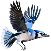 AI generated A close-up painting of a blue jay bird. Ai-generated. png