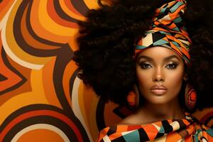 AI generated Bold and Beautiful Black Month Banner Showcasing Stylish Afrocentric Attire photo