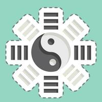 Sticker line cut Yin Yang. related to Chinese New Year symbol. simple design editable. simple illustration vector