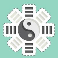 Sticker line cut Yin Yang. related to Chinese New Year symbol. simple design editable. simple illustration vector