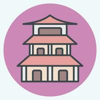 Icon Pagoda. related to Chinese New Year symbol. color mate style. simple design editable. simple illustration vector