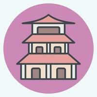 Icon Pagoda. related to Chinese New Year symbol. color mate style. simple design editable. simple illustration vector