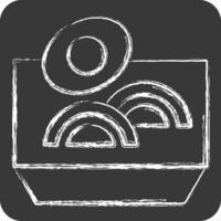 Icon Noodles. related to Chinese New Year symbol. chalk Style. simple design editable. simple illustration vector