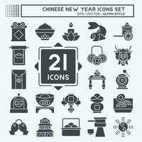 Icon Set Chinese New Year. related to Holiday symbol. glyph style. simple design editable. simple illustration vector