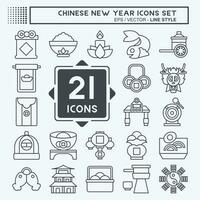 Icon Set Chinese New Year. related to Holiday symbol. line style. simple design editable. simple illustration vector