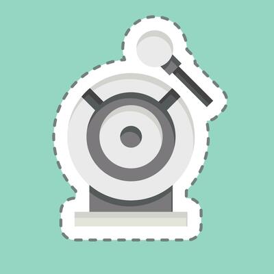 Sticker line cut Gong. related to Chinese New Year symbol. simple design editable. simple illustration