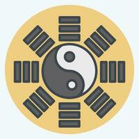 icono yin yang relacionado a chino nuevo año símbolo. color compañero estilo. sencillo diseño editable. sencillo ilustración vector