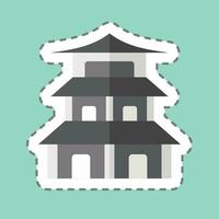 Sticker line cut Pagoda. related to Chinese New Year symbol. simple design editable. simple illustration vector