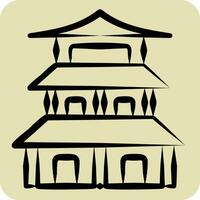 icono pagoda. relacionado a chino nuevo año símbolo. mano dibujado estilo. sencillo diseño editable. sencillo ilustración vector